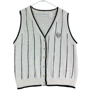VTG Holly Lane Men's White Knit Embroidered Golf Sweater Vest size L